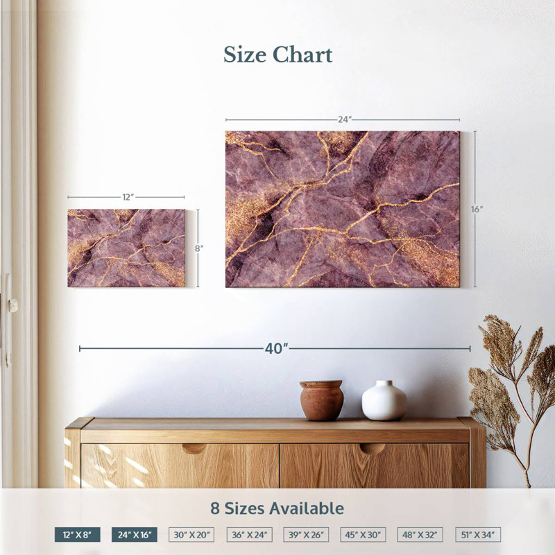 Avery Lilac Marble Abstract, 16" H x 24" W