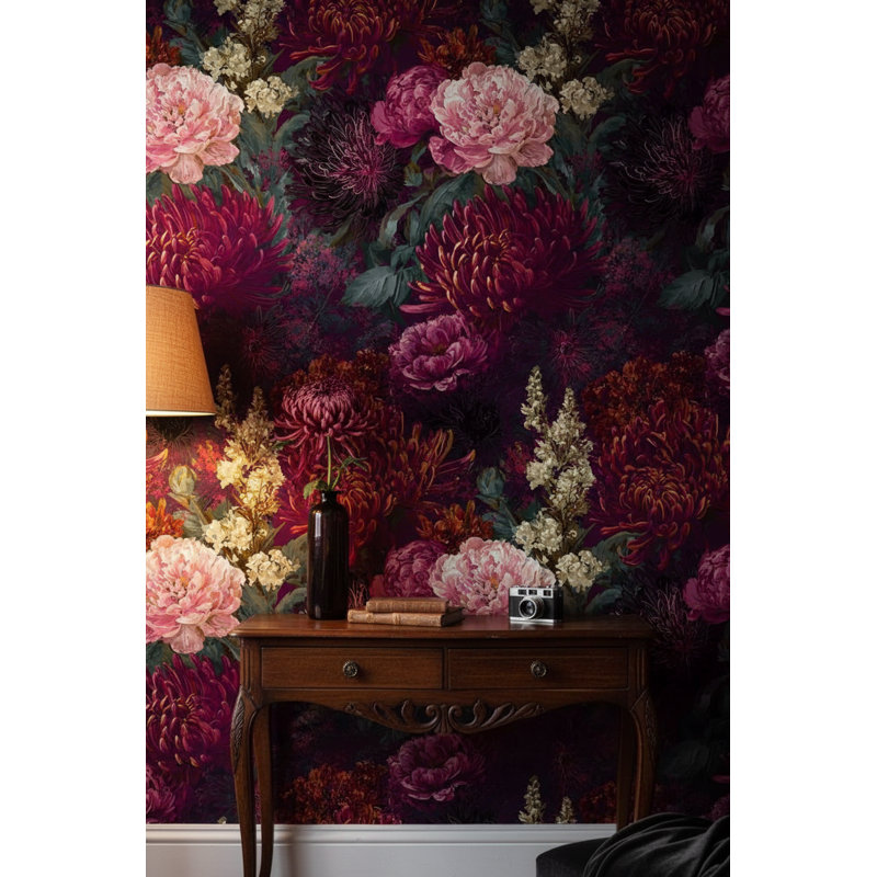 Papier peint floral rétro Bohème