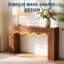 Table d'entrée de 63 po, console de style ferme en bois texturé | Conception à bord ondulé unique, base carrée robuste, résistante à l'eau, table de hall de style campagnard