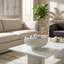 Bol décoratif décoratif rond en céramique pour la maison - Bol à fruits à piédestal sculpté pour la cuisine ou la table de salle à manger - 14 po, blanc