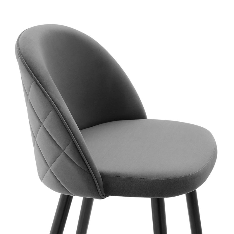 Cordial Bar Stools - Set of 2, Gray Velvet, Counter Stool (25" Seat Height)