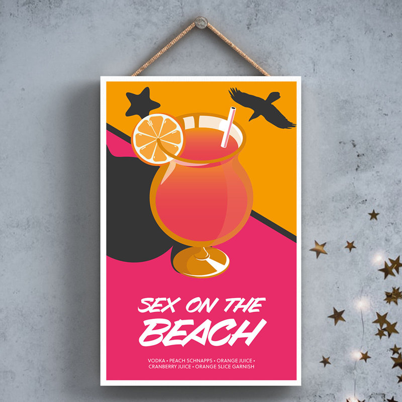 Cocktails Wooden Hanging Plaque