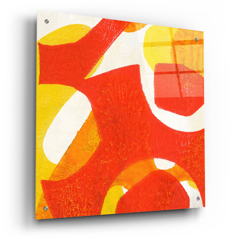  «Orange Starburst 3» par Laura Gibson, art mural en verre acrylique, 24 po x 24 po, H 24 po x l 24 po