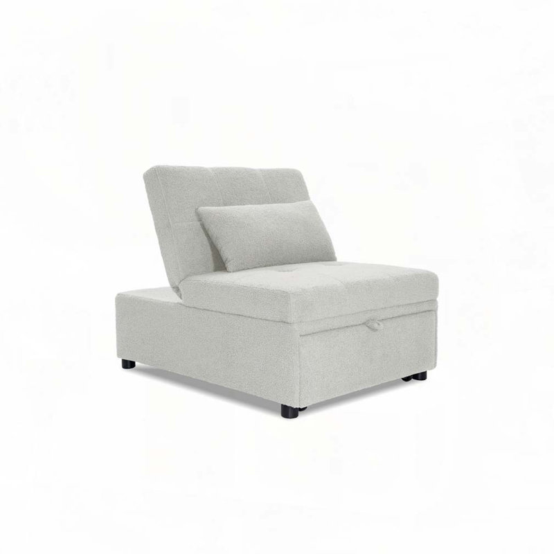 Evenie 34" H x 32" W Upholstered Convertible Sofa, Sherpa White