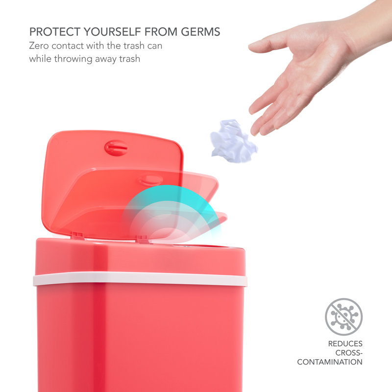 Nine Stars 3.2 Gallon Plastic Motion Sensor Trash Can, Rose