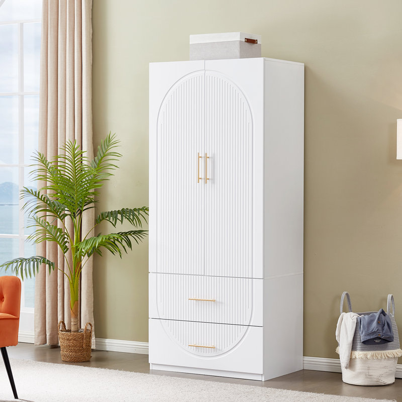 Ruthy Solid Manufactured Wood Armoire, White