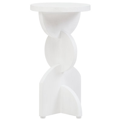 White Finish Mango Wood Abstract Side Table