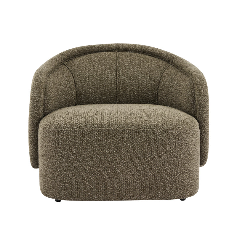 Amanda Curved Boucle Accent Chair, Green