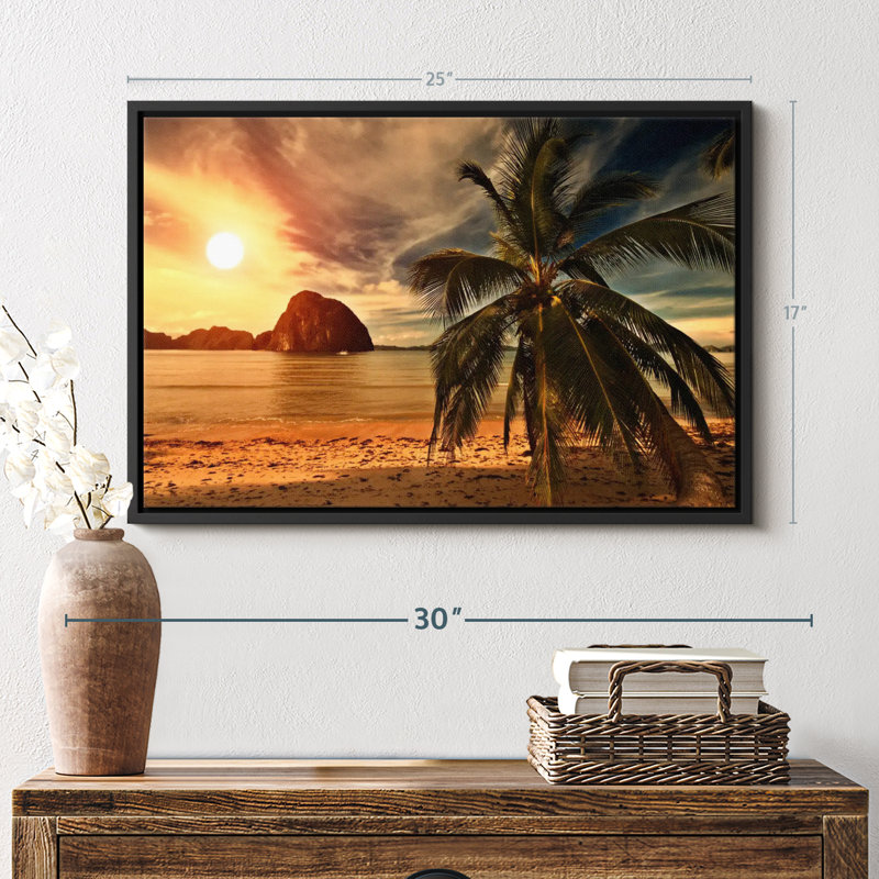 «Hot Beach Sunset Wall Art», H 25 po x l 17 po