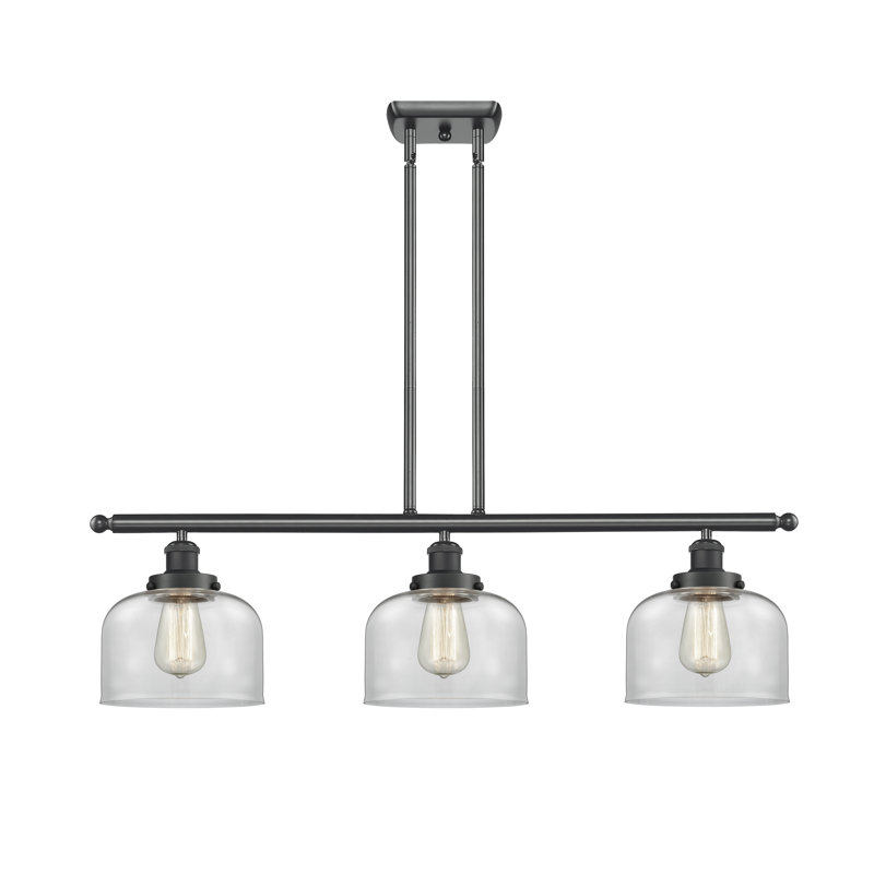 Luminaire suspendu linéaire à 3 lumières HamLake, Ampoule non incluse, Transparent, Noir mat