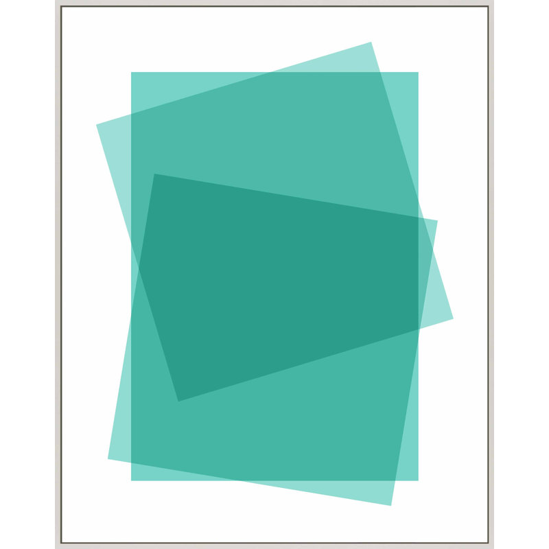 Aqua Kami Framed Graphic Art by Jacques Pilon, White Framed Canvas, 20" H x 16" W