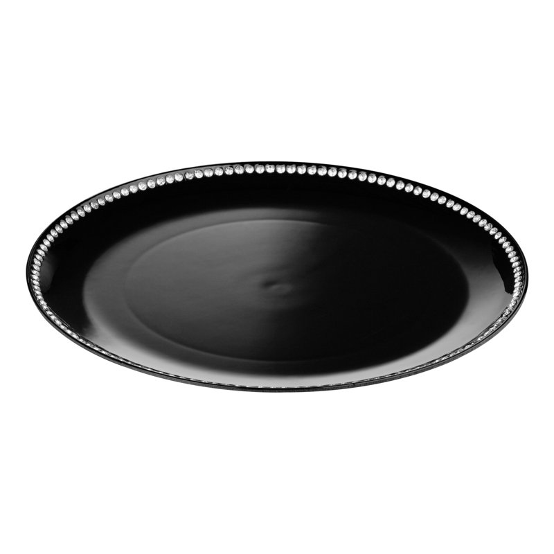 Set Of Six Black Coupe Charger Plates - 33cm