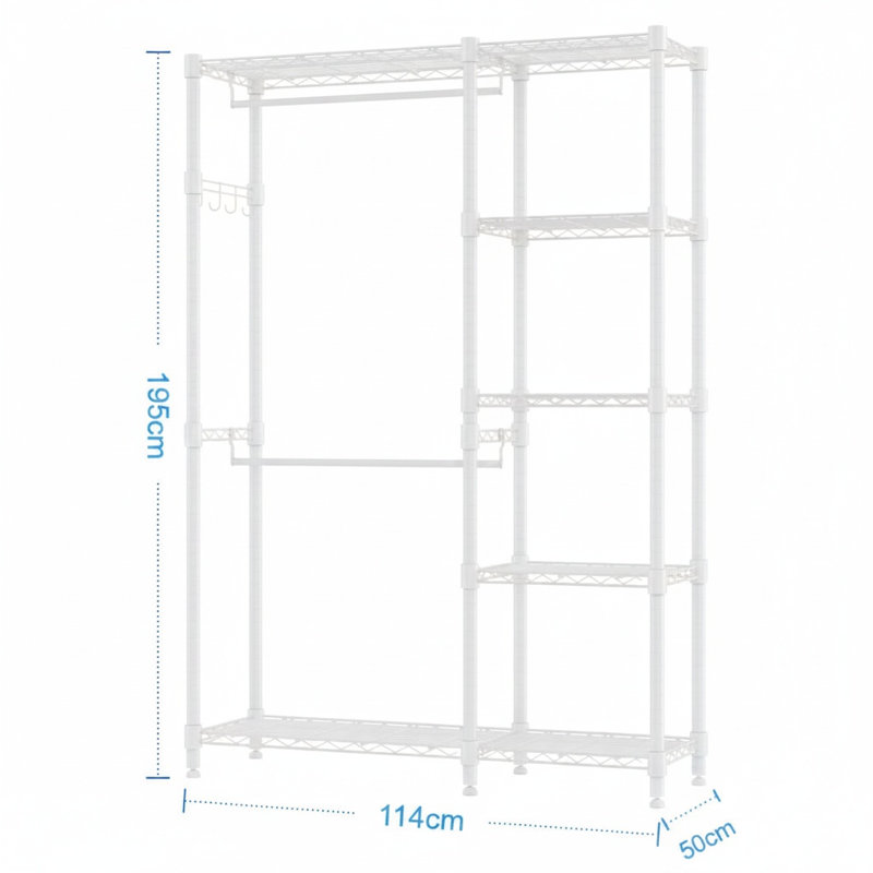 Anjo 114.3 cm Rolling Clothing Rack, White