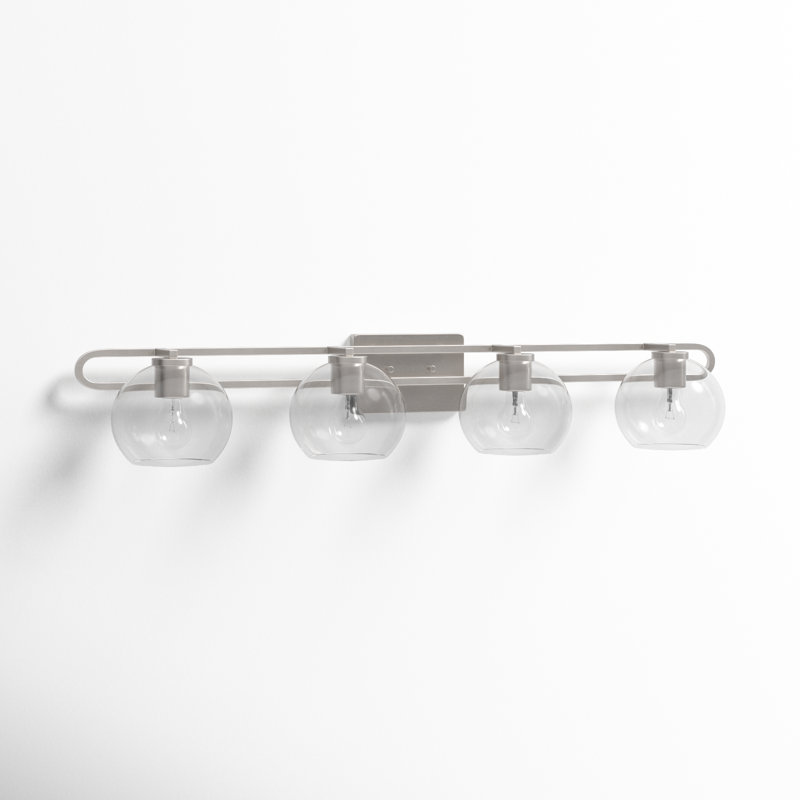 Eveline 4 Light Transparent Dimmable Vanity Light, Brushed Nickel