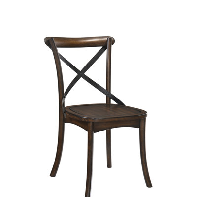 Dark Oak Side Chair (2) With Black Metal Accents - Modern Appeal, Seat, Chic & Pair (2). Rustic Industrial Look. Synthetic Wood. Comfortable Box Seat. . For Home Dining And Living. 21.52 In. D, 17.85