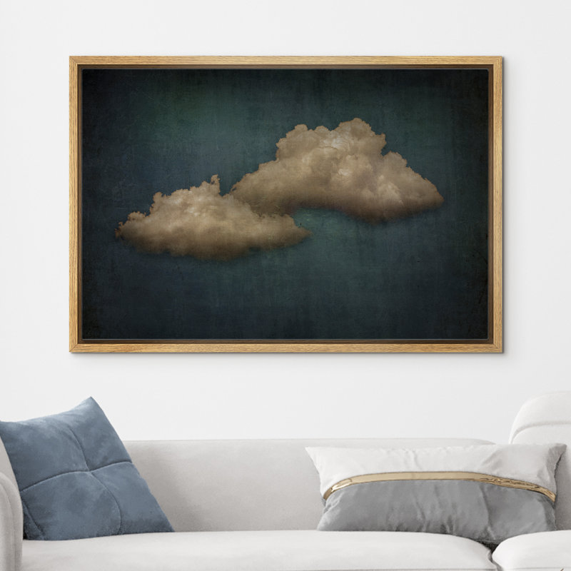 Oeuvre de décoration murale pastel vert pastel bleu marine abstrait ciel moderne minimaliste relaxant, H 16 po x l 24 po
