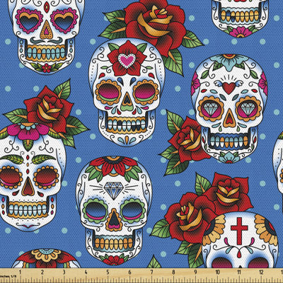 Gillam Skulls and Roses in Floral Mexican Fabric