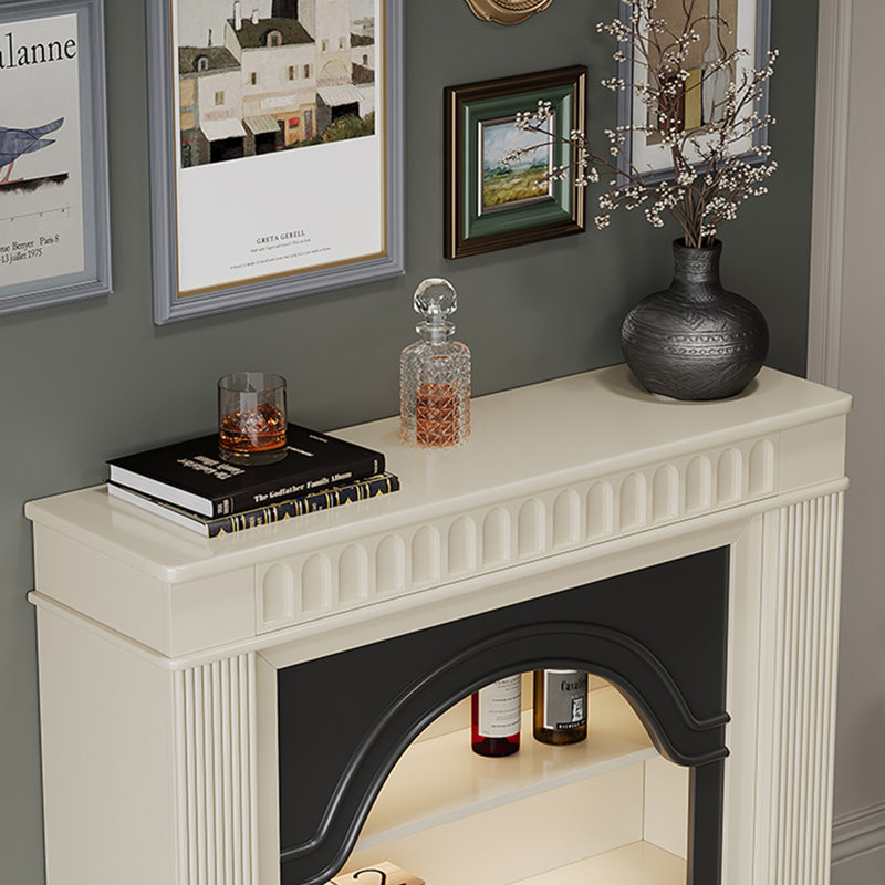 Foyer autoportant en bois massif beige, H 43,31 po x l 39,37 po x P 13,78 po