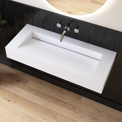 47'' Wall Mounted Bathroom Sink Solid Surface Bathroom Vessel Sinks