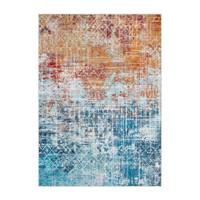 Abstract Tribal Washable Area Rug – Modern Non-Slip Carpet for Living Room, Bedroom & Entryway – Soft & Stain-Resistant Floor Mat