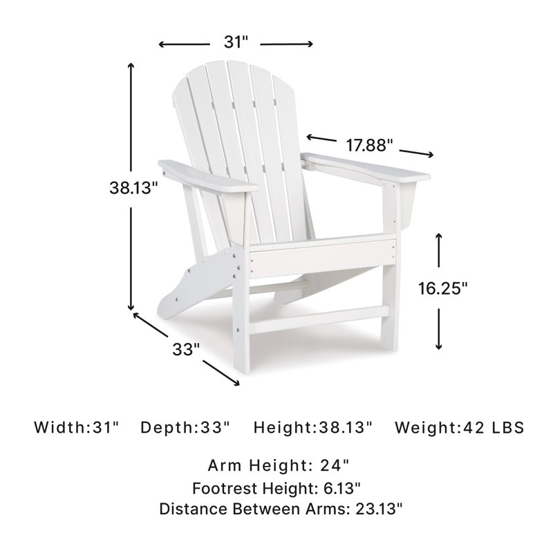 Chaise Adirondack pliante Emory, Blanc