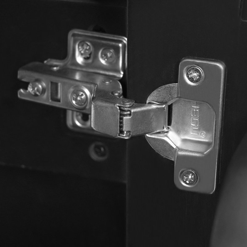 Meuble-lavabo compact autoportant noir avec construction et lavabo en bois massif - idéal pour les petits espaces