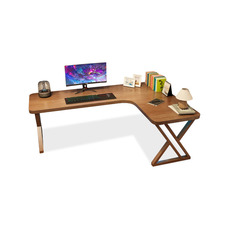 Bureaux en bois massif en L noyer, Retour à droite, H 29,53 po x l 62,99 po x P 39,37 po