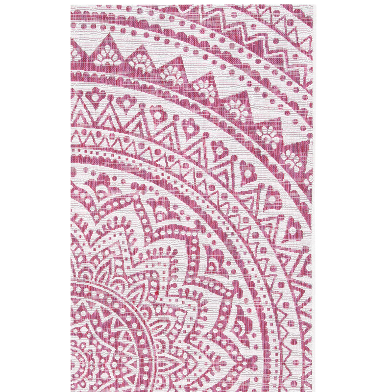 Molinaro Ivory/Fuchsia Indoor/Outdoor Area Rug, Rectangle 8' x 10'