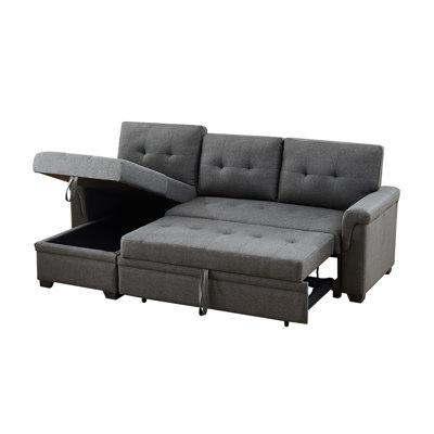 Canapé modulaire réversible en lin gris foncé de 84 po Jardin