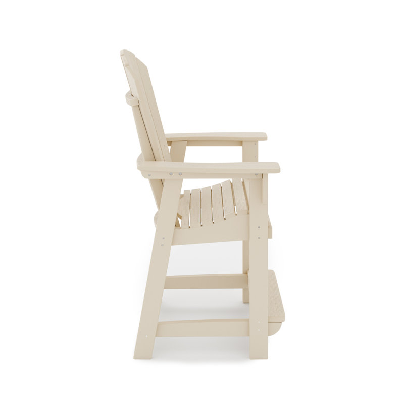 Adirondack Style Counter Chair – Stylish HDPE Poly Lumber For Dining, Patio, And Garden Comfort, Beige