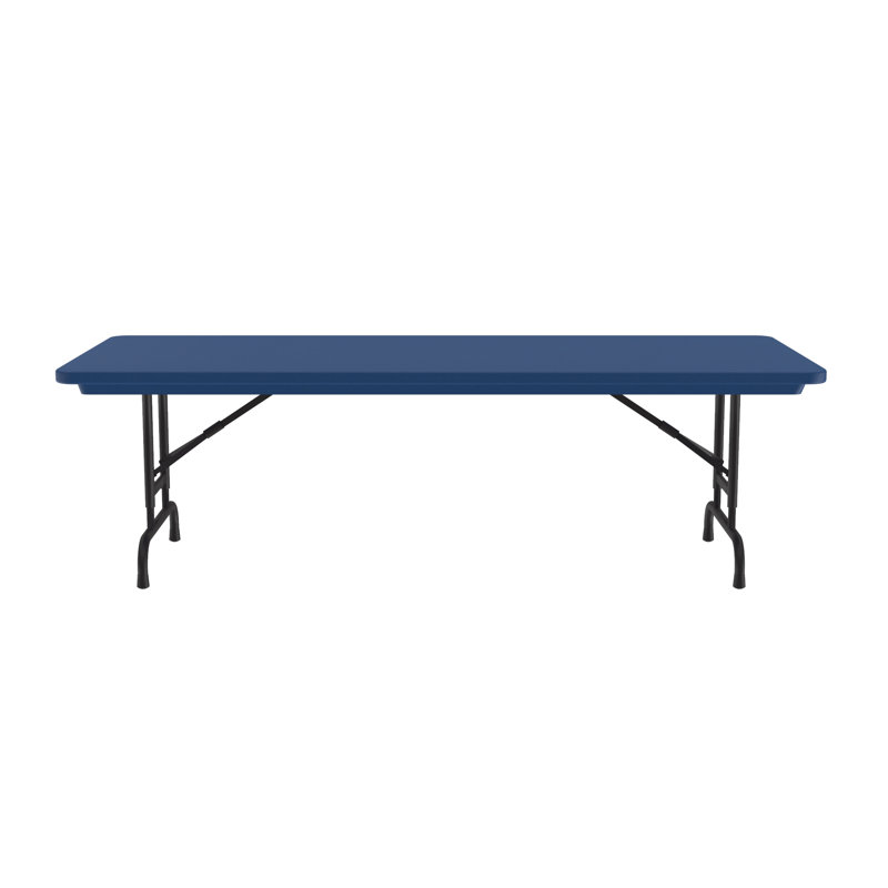Table pliante rectangulaire en plastique réglable, Bleu, H 32 po x L 72 po x l 30 po