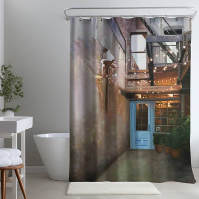 Shower Curtain AR12 – Polyester Shower Curtain, Dye Sublimation Print, 71" W × 74" L