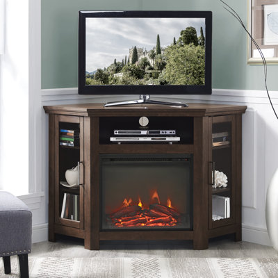 Euripides TV Stand for TVs up to 50" with Electric Fireplace Included