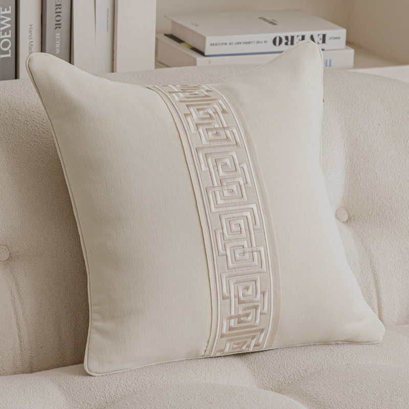 Allison Reversible Throw Pillow, Cream/Beige Trim