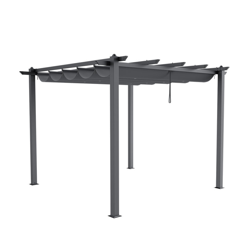 17 Stories Polyester Cover Retractable Freestanding Awning, 228cm H x 300cm W x 300cm D