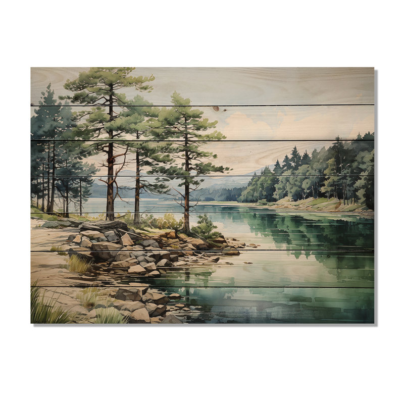 «Pine Tree Reflections II» sur impression sur bois, H 30 po x l 40 po x P 0,78 po