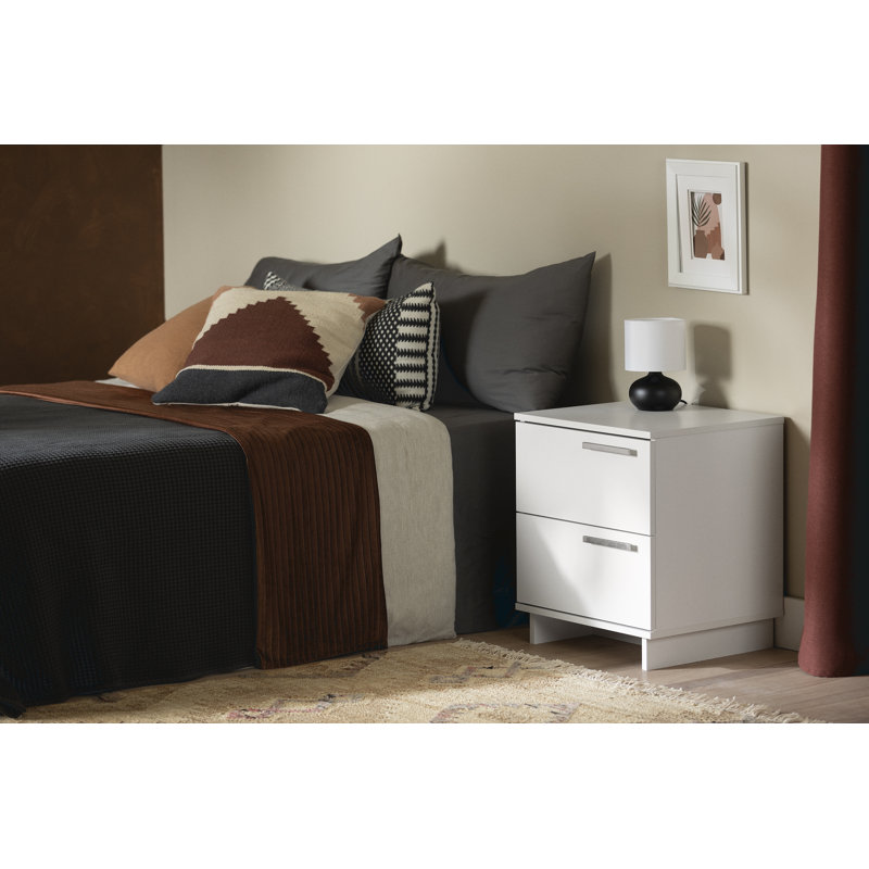 Pure White Scandinavian 2-Drawer Nightstand