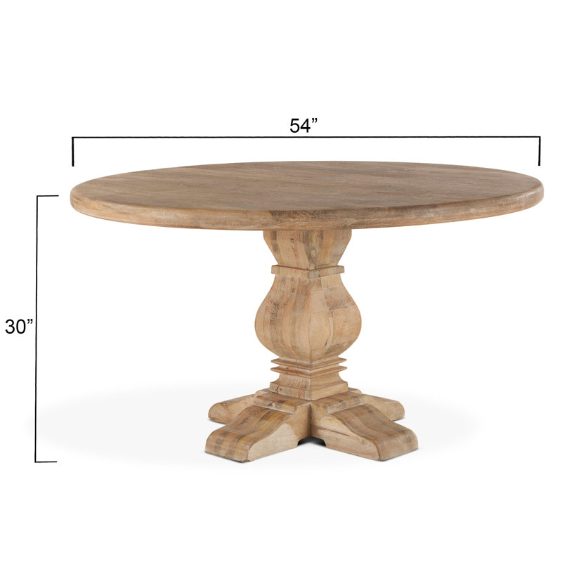 Lyons Round Solid Wood Dining Table, 54" W x 54" L