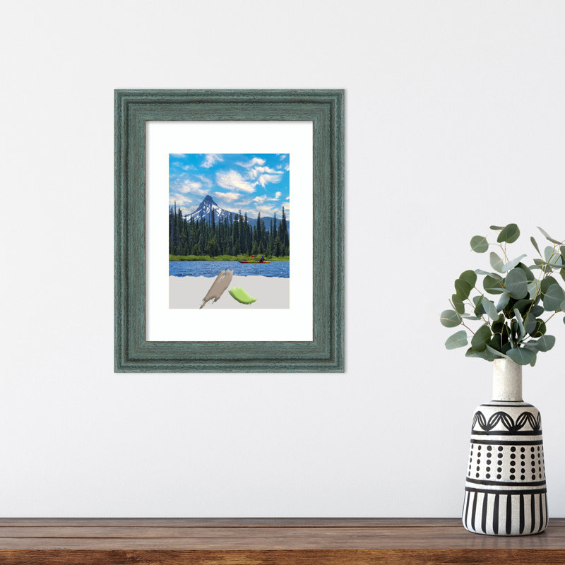 Jacobie Wood Picture Frame with Mat, 11" x 14", Teal