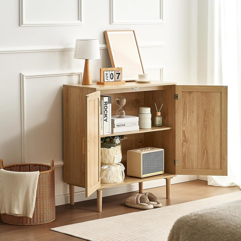 Buffet en rotin avec portes magnétiques - Naturel