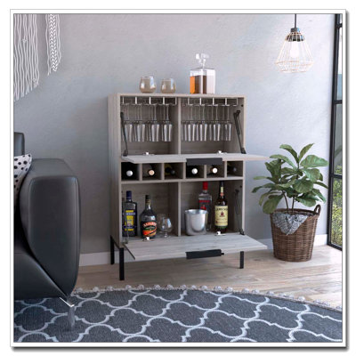 Lyrata Bar Cabinet with Built-in Wine Rack