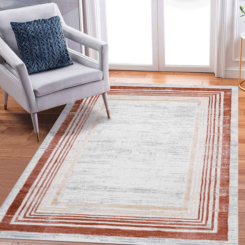 Collection Bordered Area Rug, Rectangle 6'7" x 7'9"