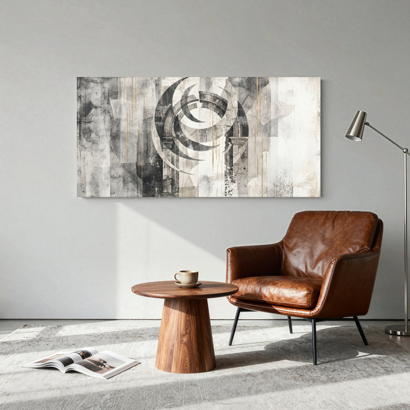 Ensemble d'une toile murale géométrique abstraite, L 58 po x H 28 po, Toile tendue