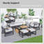 Ensemble de conversation de patio 6 pièces avec causeuse, 2 canapés simples, repose-pieds et table basse avec seau à glace en noir