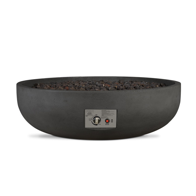 Carson 38" Round Concrete Propane Fire Pit in Carbon by Jensen Co., Black, 14.5" H x 48" W x 48" D, Liquid Propane
