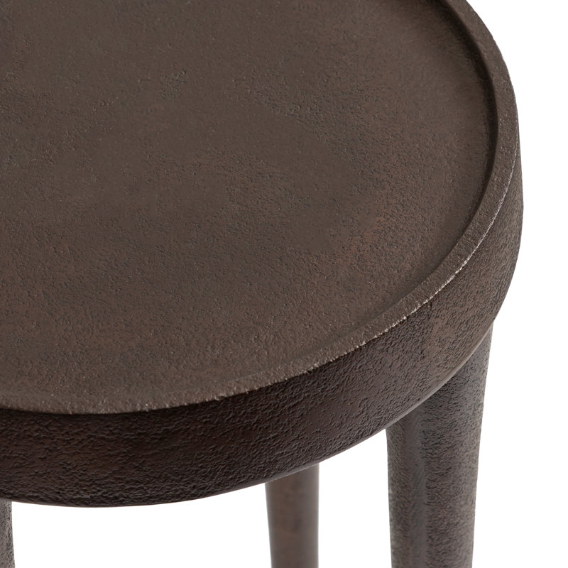 Table à boissons ronde en métal, Bronze, H 20,5 po x l 10 po x P 10 po