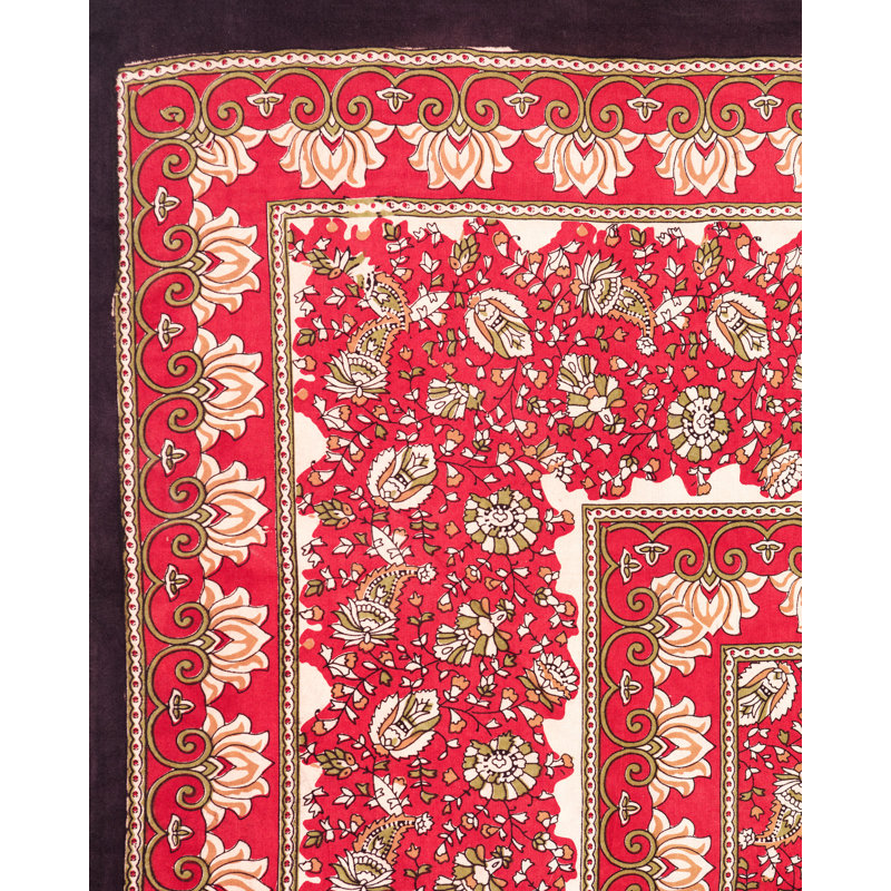 Cody-Lee Floral 100% Cotton Tablecloth, Red, 108" x 72"