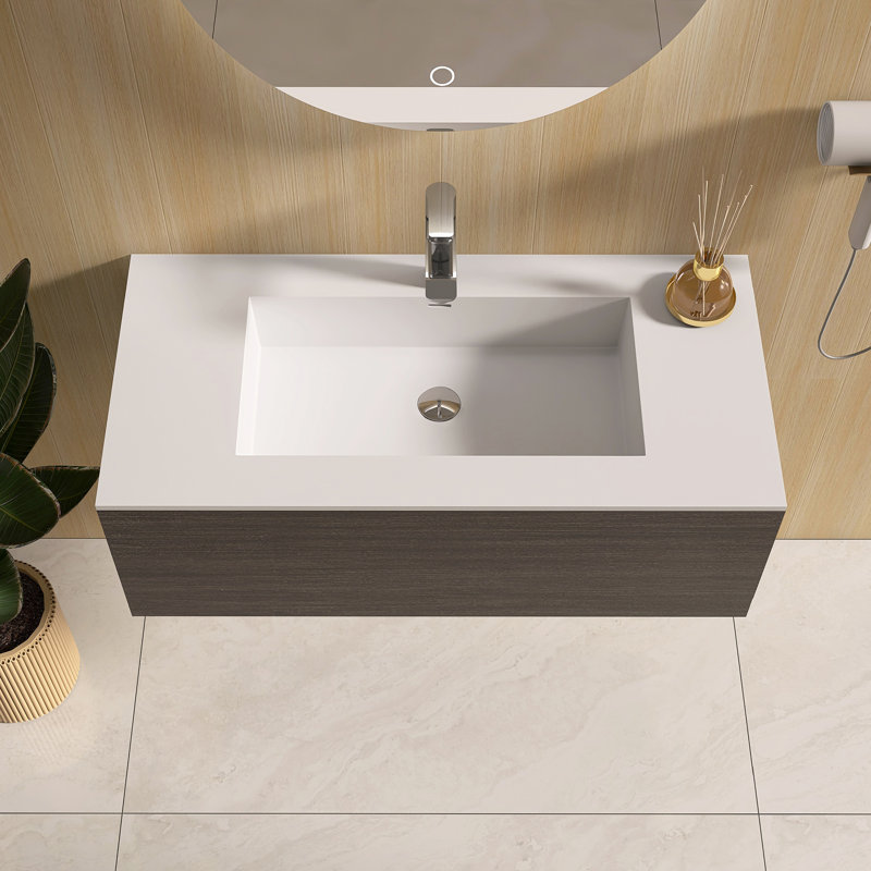39.37'' Solid Surface Bathroom Vanity Top With Rectangle Sink