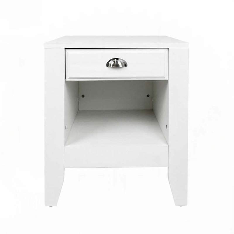 White Side table with Drawers and Shelves, White
