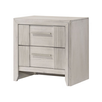1Pc Contemporary 2-Drawer Nightstand Mist White Finish Wooden Furniture
